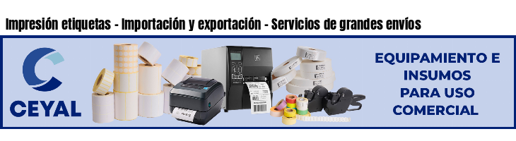 Impresión etiquetas - Importación y exportación - Servicios de grandes envíos
