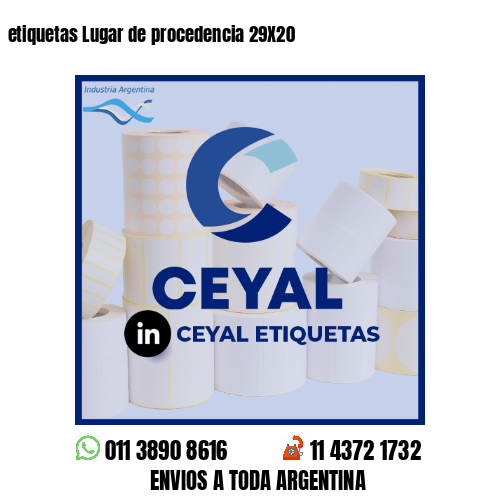 etiquetas Lugar de procedencia 29X20