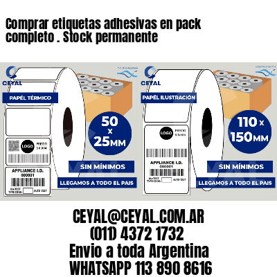Comprar etiquetas adhesivas en pack completo . Stock permanente