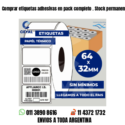 Comprar etiquetas adhesivas en pack completo . Stock permanente