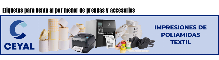 Etiquetas para Venta al por menor de prendas y accesorios