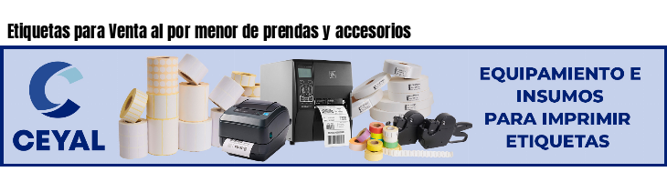 Etiquetas para Venta al por menor de prendas y accesorios