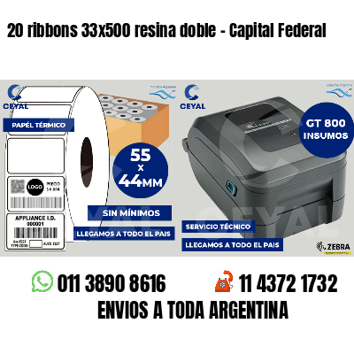 20 ribbons 33x500 resina doble - Capital Federal