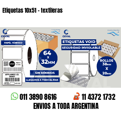 Etiquetas 10x51 - textileras