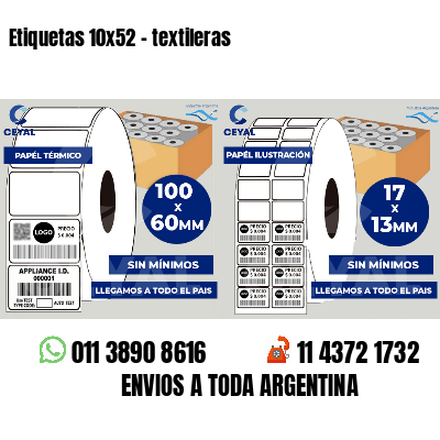 Etiquetas 10x52 - textileras