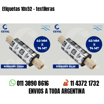 Etiquetas 10x52 - textileras