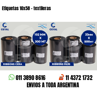 Etiquetas 10x58 - textileras