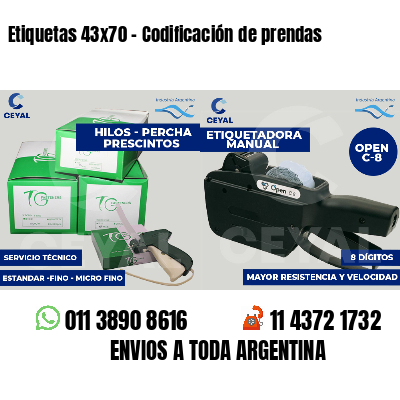 Etiquetas 43x70 - Codificación de prendas