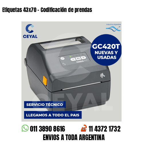 Etiquetas 43×70 – Codificación de prendas