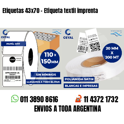 Etiquetas 43x70 - Etiqueta textil imprenta
