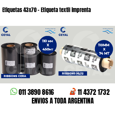 Etiquetas 43x70 - Etiqueta textil imprenta