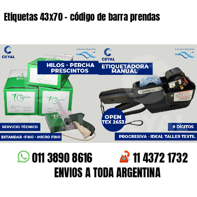 Etiquetas 43x70 - código de barra prendas