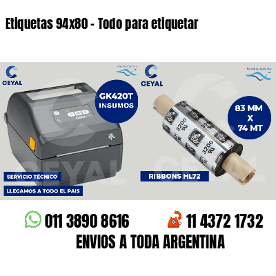 Etiquetas 94x80 - Todo para etiquetar