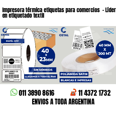Impresora térmica etiquetas para comercios  - Líder en etiquetado textil