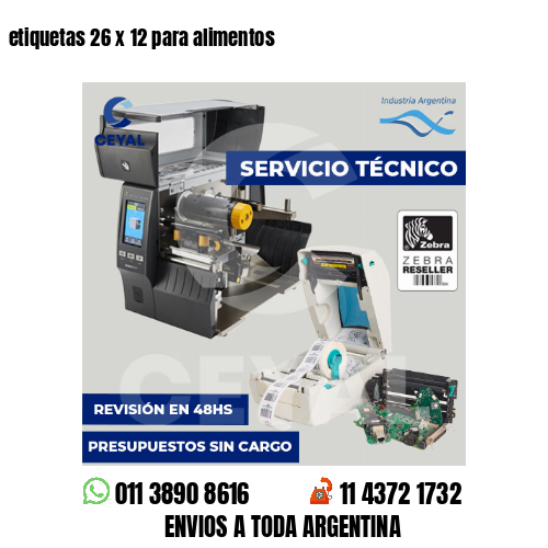 etiquetas 26 x 12 para alimentos