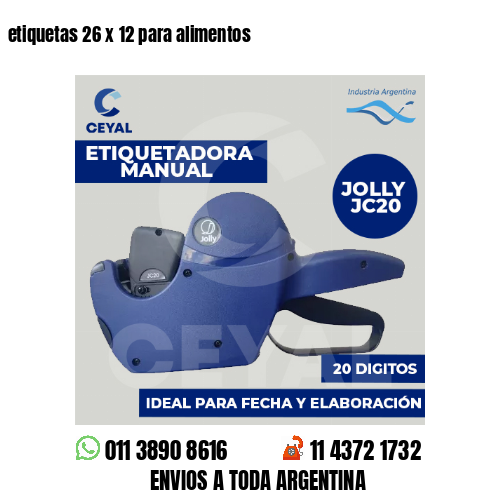 etiquetas 26 x 12 para alimentos
