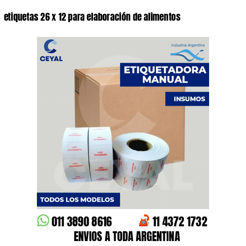etiquetas 26 x 12 para elaboración de alimentos