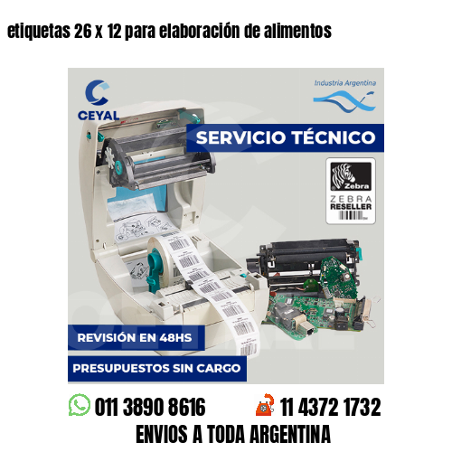 etiquetas 26 x 12 para elaboración de alimentos