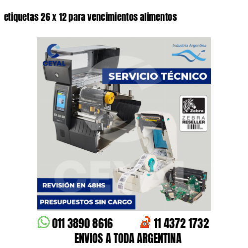 etiquetas 26 x 12 para vencimientos alimentos