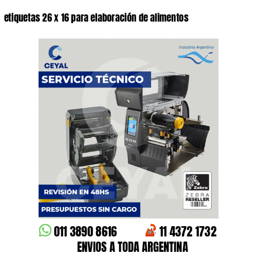 etiquetas 26 x 16 para elaboración de alimentos