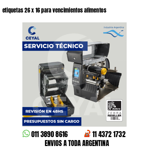 etiquetas 26 x 16 para vencimientos alimentos