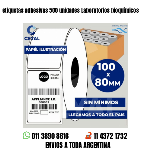 etiquetas adhesivas 500 unidades Laboratorios bioquímicos