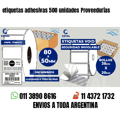 etiquetas adhesivas 500 unidades Proveedurías