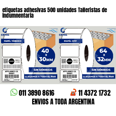 etiquetas adhesivas 500 unidades Talleristas de indumnentaria