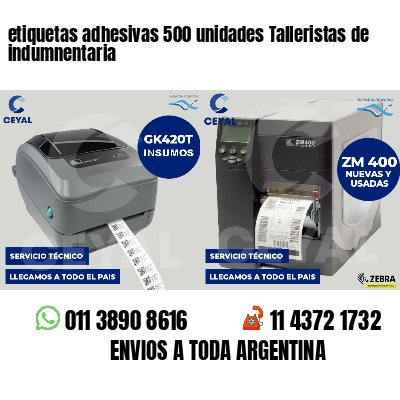 etiquetas adhesivas 500 unidades Talleristas de indumnentaria