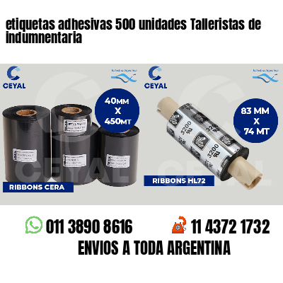 etiquetas adhesivas 500 unidades Talleristas de indumnentaria