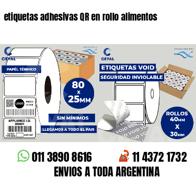 etiquetas adhesivas QR en rollo alimentos