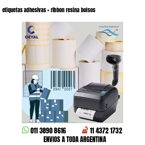 etiquetas adhesivas   ribbon resina bolsos