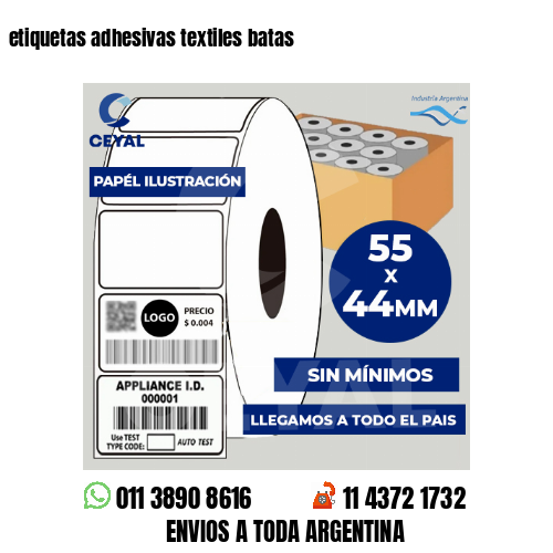 etiquetas adhesivas textiles batas