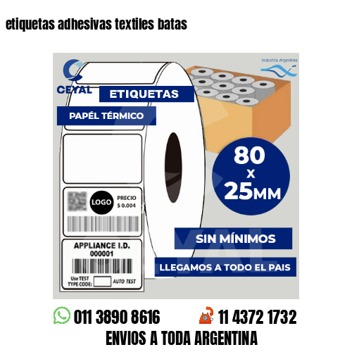 etiquetas adhesivas textiles batas