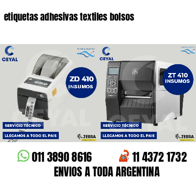 etiquetas adhesivas textiles bolsos