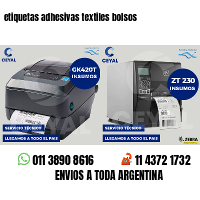 etiquetas adhesivas textiles bolsos