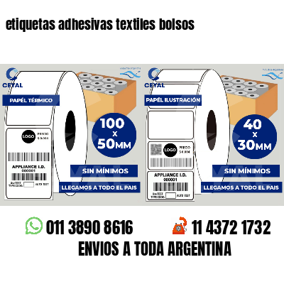 etiquetas adhesivas textiles bolsos
