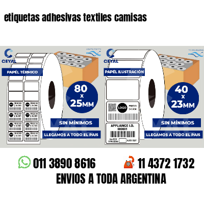 etiquetas adhesivas textiles camisas