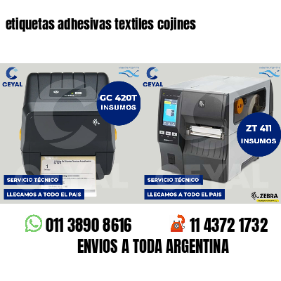 etiquetas adhesivas textiles cojines