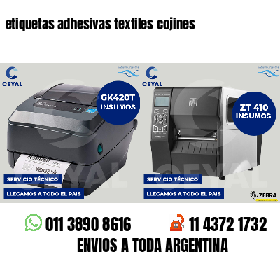 etiquetas adhesivas textiles cojines