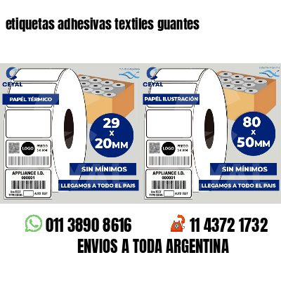 etiquetas adhesivas textiles guantes