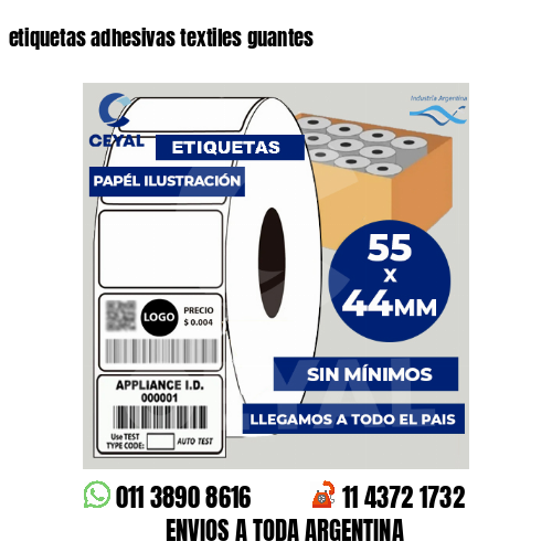 etiquetas adhesivas textiles guantes
