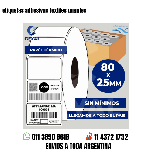 etiquetas adhesivas textiles guantes