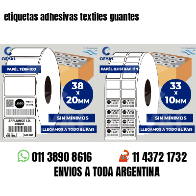 etiquetas adhesivas textiles guantes