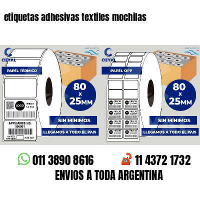 etiquetas adhesivas textiles mochilas