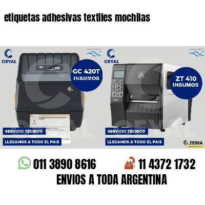etiquetas adhesivas textiles mochilas