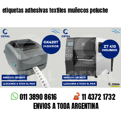 etiquetas adhesivas textiles muñecos peluche