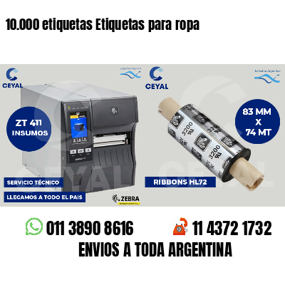 10.000 etiquetas Etiquetas para ropa
