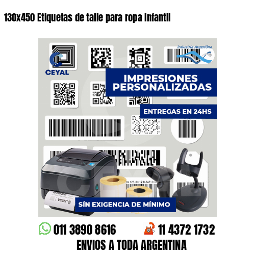 130x450 Etiquetas de talle para ropa infantil
