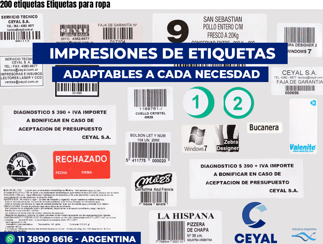 200 etiquetas Etiquetas para ropa